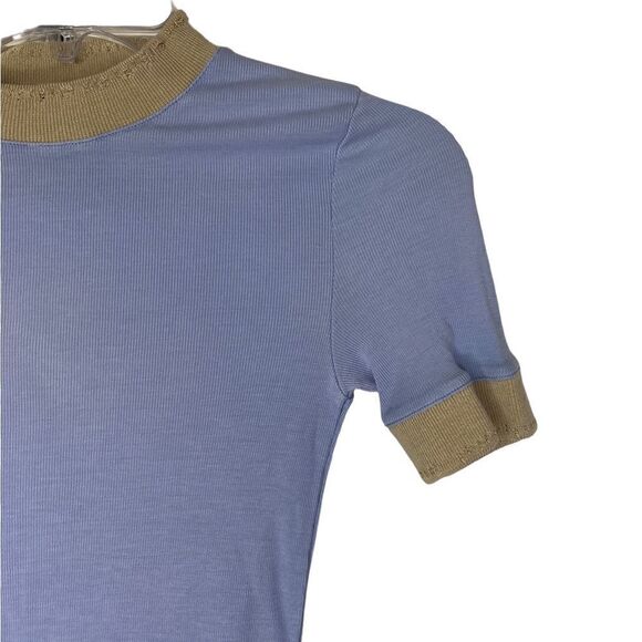 Acne Studios Pale Blue/Tan Eva Laddering Rib See-Through T-Shirt Size XS - Picture 6 of 12